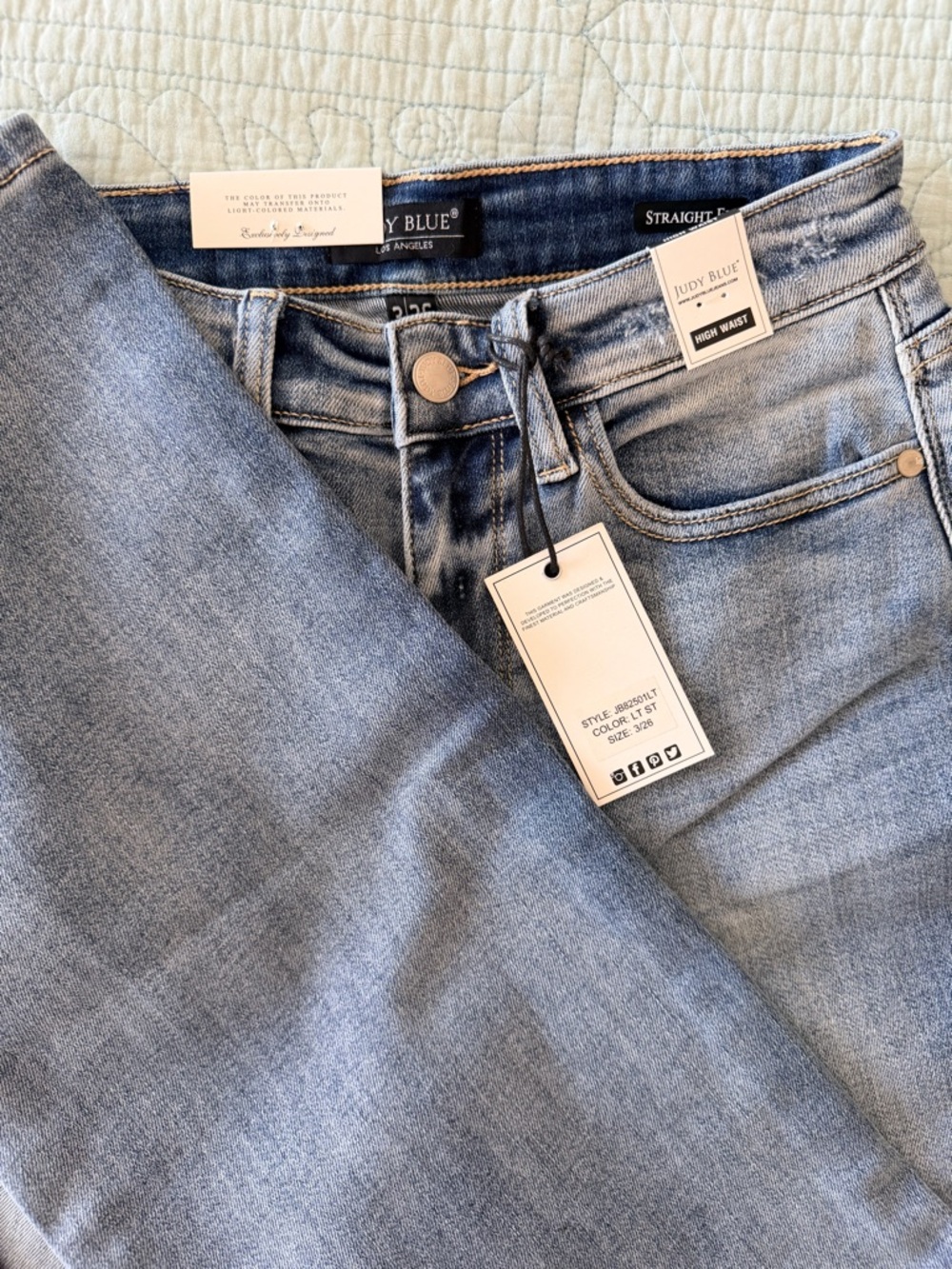 Judy Blue Light Blue Straight fit Jeans - Picture 2 of 3